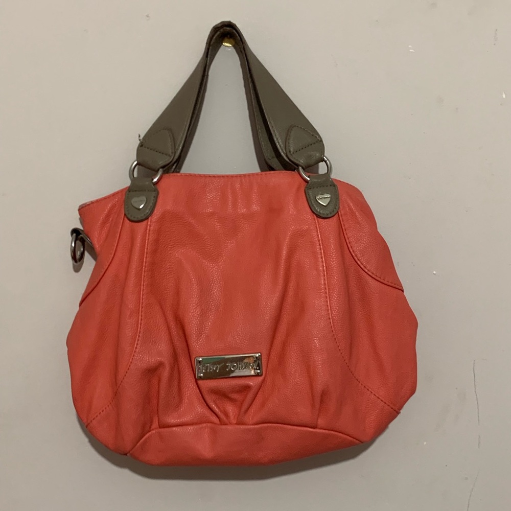 Pink/salmon leather Betsey Johnson purse
